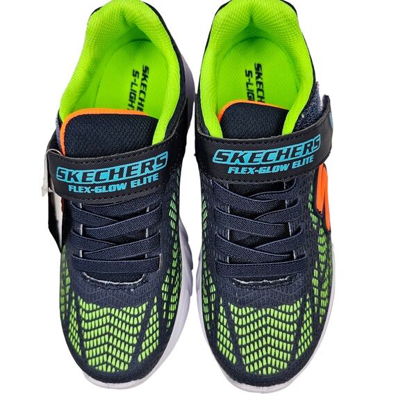 Skechers S-Lights Flex-Glow Elite Vorlo Navy/Multi NIB Kids' Size 3 - Picture 4 of 13